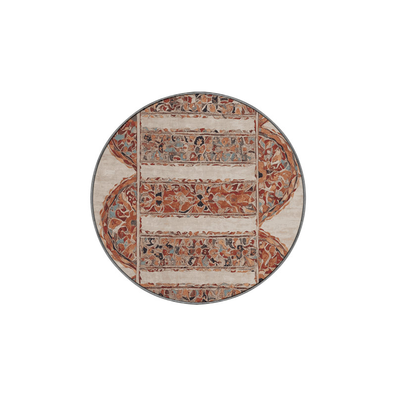 Machine Washable Gray Area Rug, Round 7'