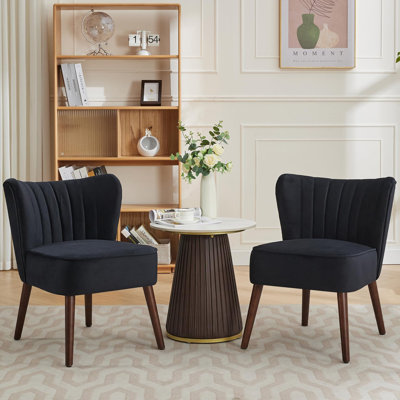 Mid-Century Modern Velvet Accent Chair Set of 2, Upholstered Lounge Chairs for Living Room, Bedroom & Dining