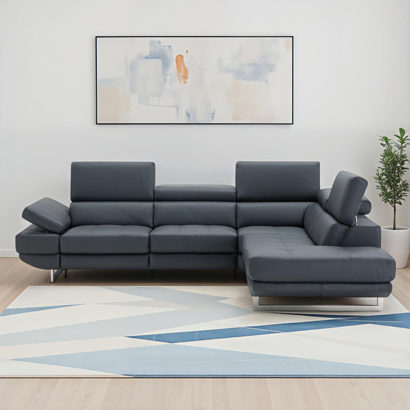 Britne Upholstered Power Reclining L-Shaped Sectional, Silver Gray, Rihgt Hand Facing