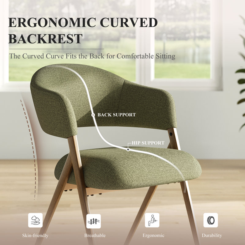 Chaise de salle à manger rembourrée avec accoudoirs en métal et dossier, Vert