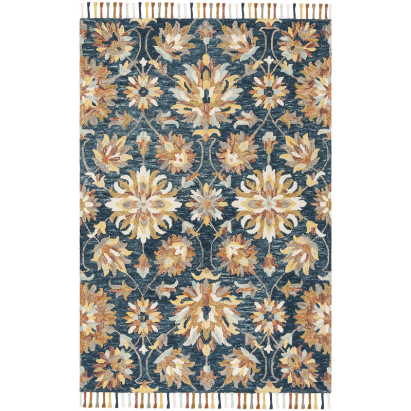 Ellin-Ann Hand Tufted Wool Floral Rug, Rectangle 9' x 12'