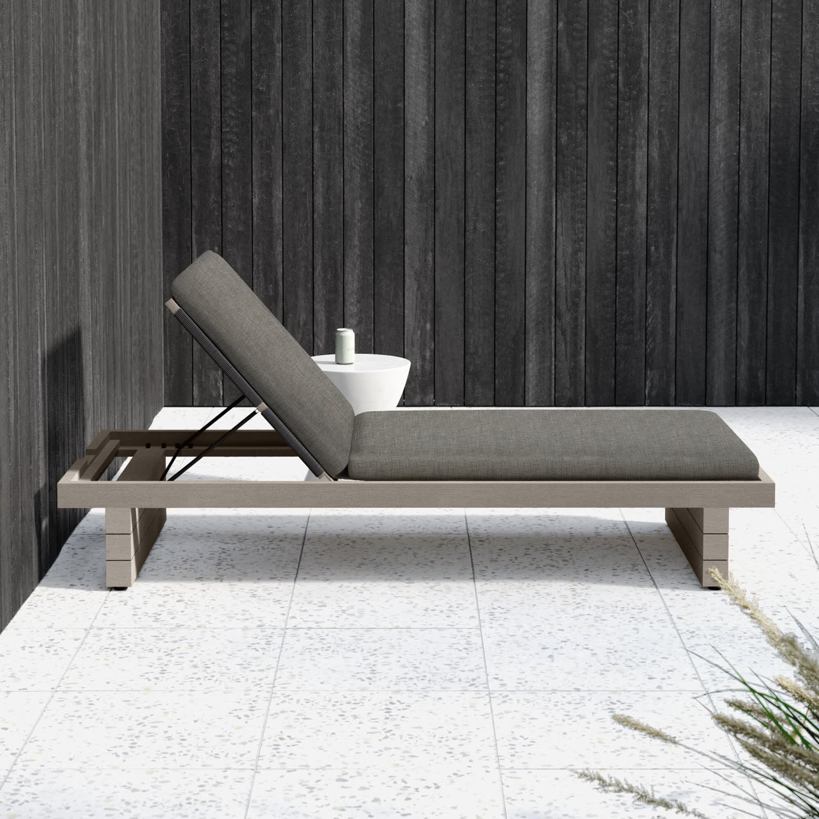 Davie 31.5'' Outdoor Teak Chaise Lounge, Gray, Charcoal