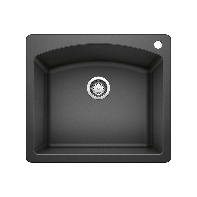 Diamond Silgranit 25" Single Bowl Dual Mount Kitchen Sink - Anthracite, Anthracite, 1 hole