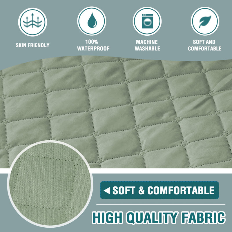 100% Waterproof Microfiber Fabric Sofa Slipcover Chair Cover Furniture Protector Cover with Elastic Straps for Pets Non Slip Loveseat Slipcover Machine Washable