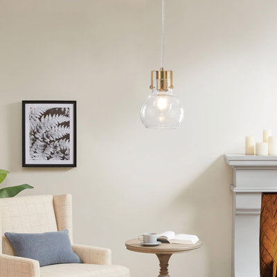 Transitional Pendant Light Seeded Glass Shade Adjustable Cord