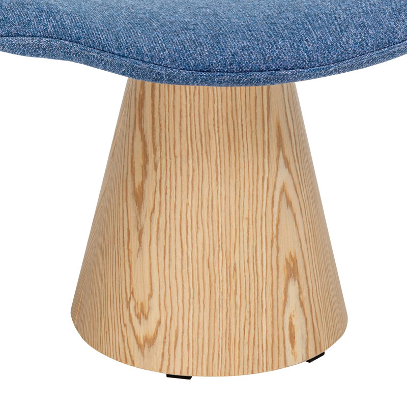 Jalsingh Upholstered Ottoman, Blue Revolution Performance Fabrics®, Natural Oak