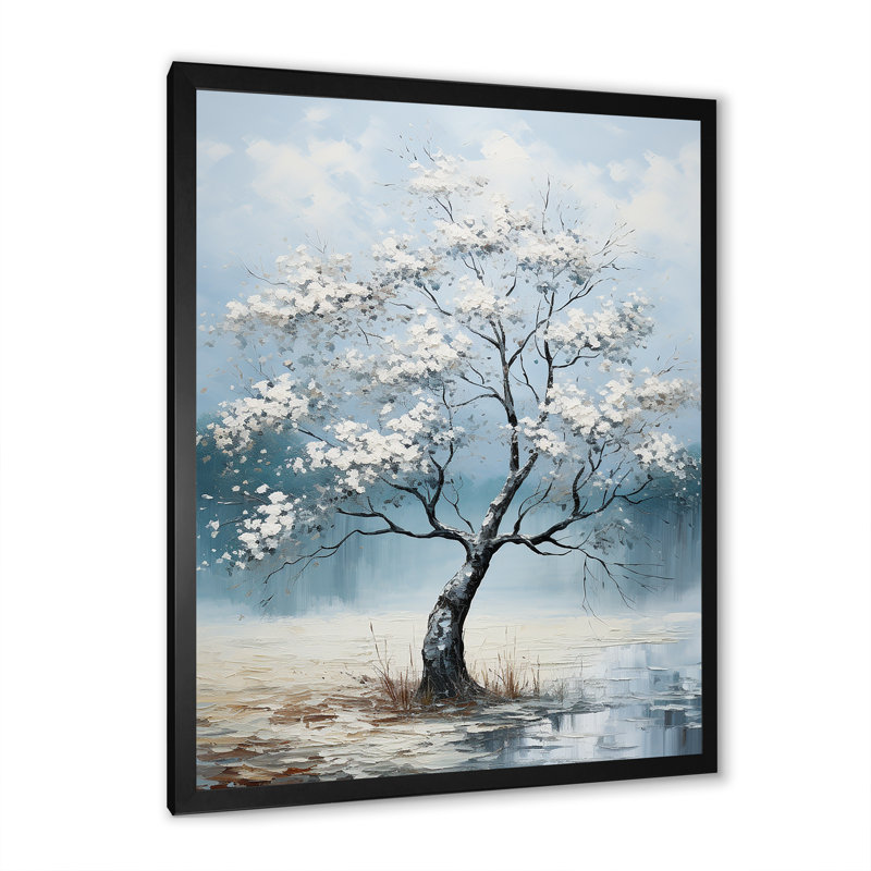 Érable sur fond bleu orageux sur toile, H 40 po x l 30 po x P 1,5 po, Cadre photo noir simple