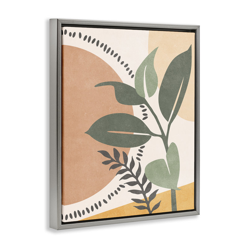 «Peachy Tropical Boho Gray» par Nataly White, H 31 po x l 25 po, Cadre flottant gris lustré