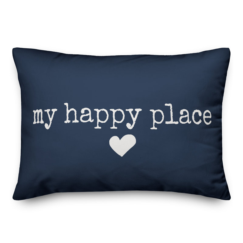 Textual Outdoor Reversible Throw Pillow, Navy