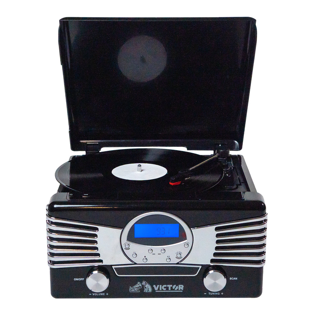 Diner 7-in-1 Turntable Music Center with Bluetooth Record Player Victor