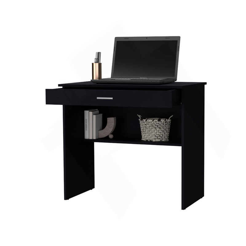 Bureau de rangement Kaylor, design moderne avec tiroir et tablette, Noir