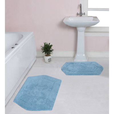 Morissette 100% Cotton Bath Rug, Non-slip, Absorbent, Machine Washable, Quick Dry 2 PCs set (21x34 / 24x40)