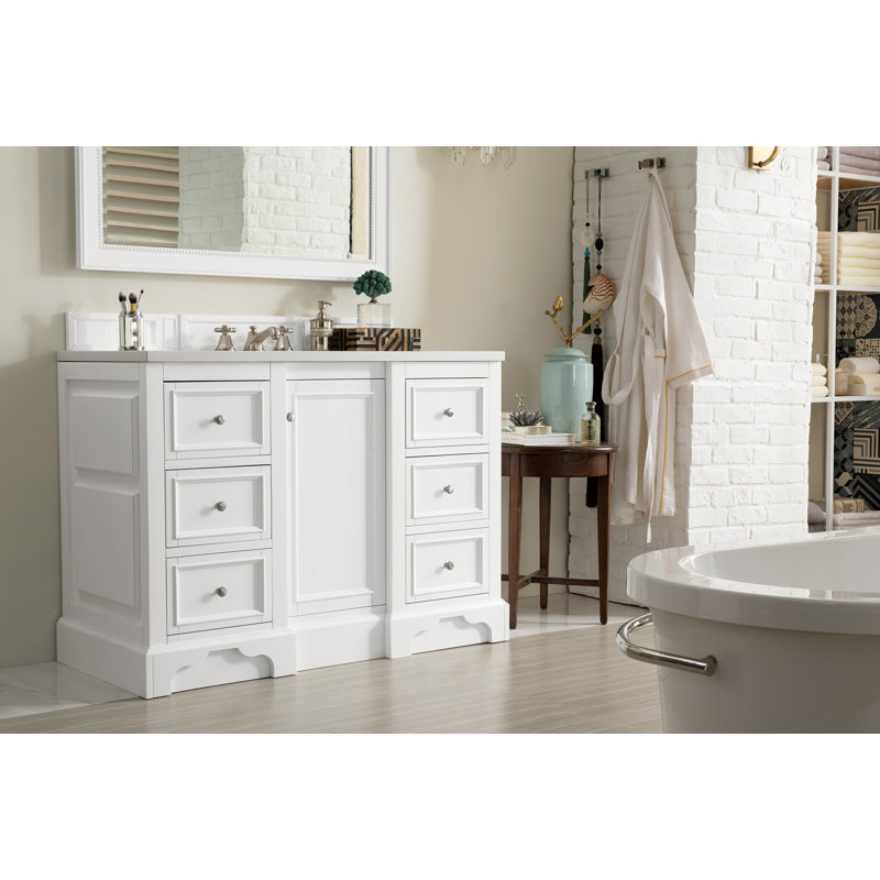De Soto 48'' W Single Vanity, Bright White, 8" Widespread, Phantome Eclos