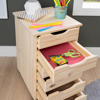 Carrena Solid Wood 6 Drawer Rolling Storage Cart