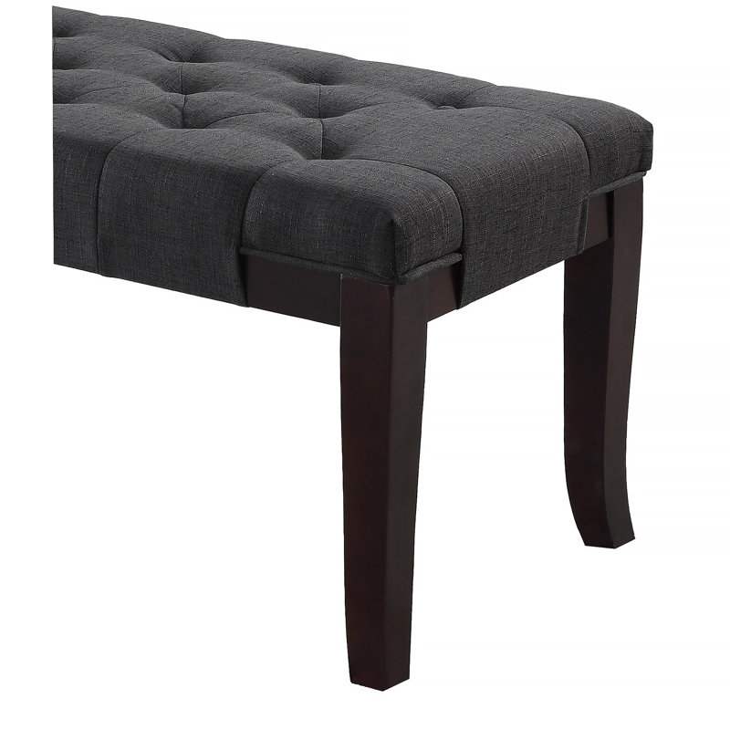 Tufted Bench, Fabric, Gray