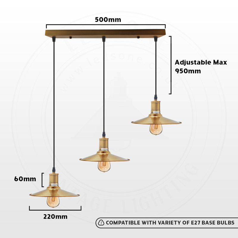 Gammill 3 - Light Yellow Brass Kitchen Island Pendant, No