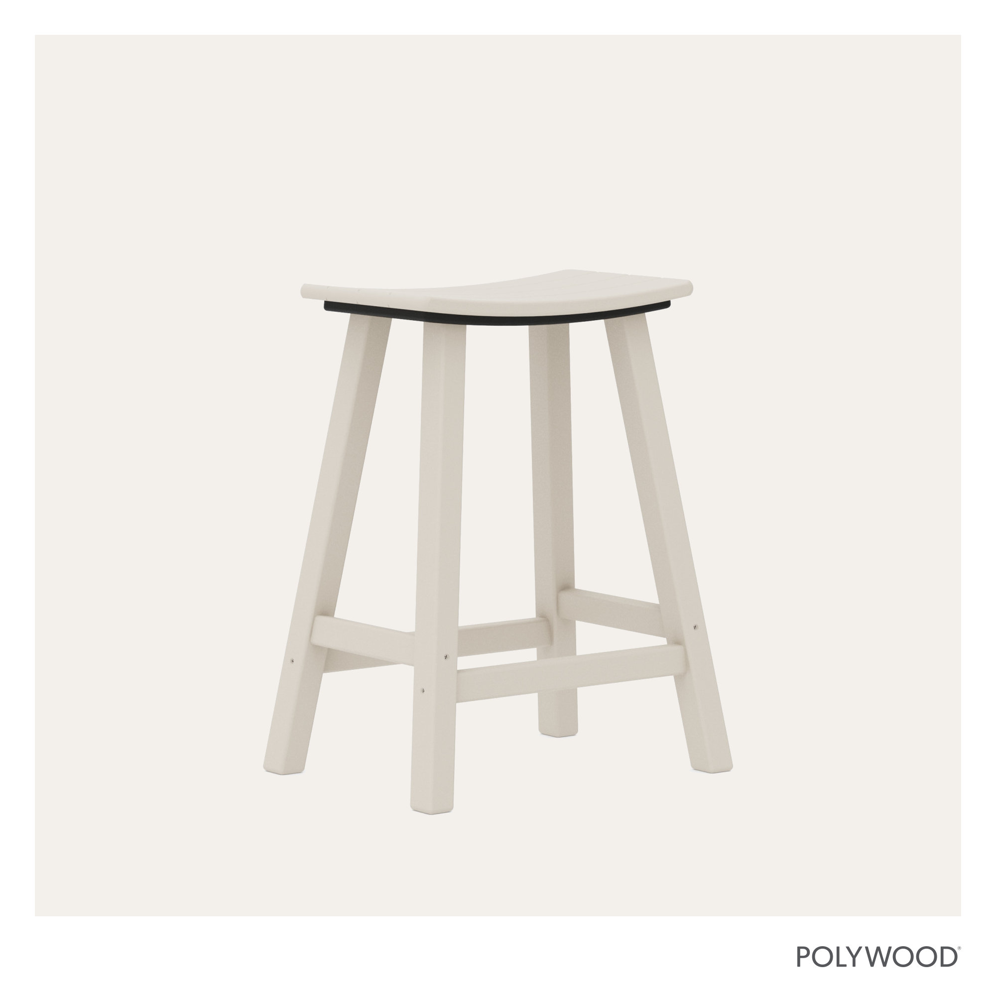 POLYWOOD Traditional Garden Patio Bar Stool, Sand, 24.75" H