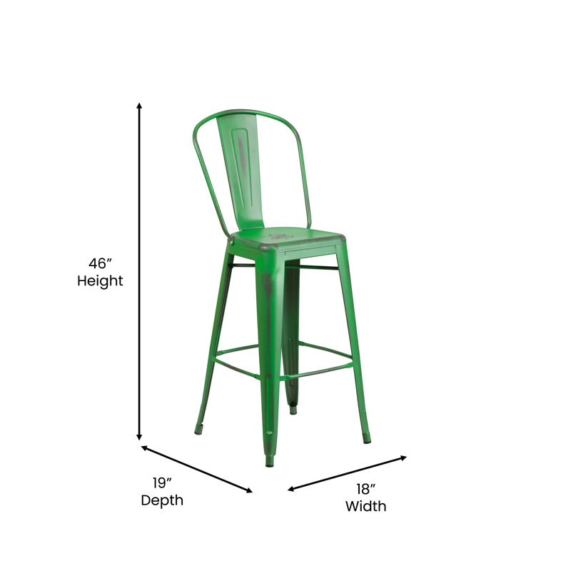 Tabouret de bar Iddings, Vert vieilli, 1, Tabouret de bar (siège d'une hauteur de 30 po)