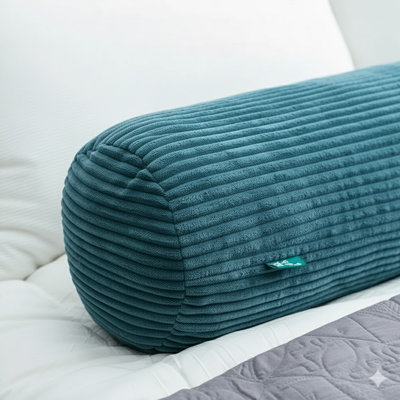 Coussin cylindrique uni de couleur unie - traversin en velours texturé pour soutien lombaire, canapé de salon, décoration de chambre à coucher (vert clair)