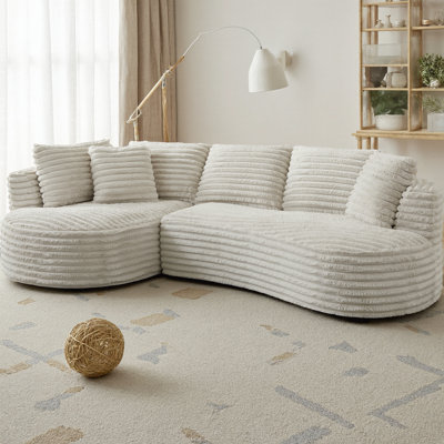 Canapé modulaire incurvé moderne en forme de L de 121 po, tissu en velours côtelé sans assemblage requis Canapé 4 places minimaliste pour le salon et les appartements