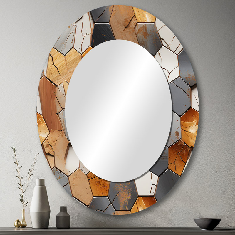 Motif rustique hexagonal bohème rustique brun, H 43 po x l 33 po