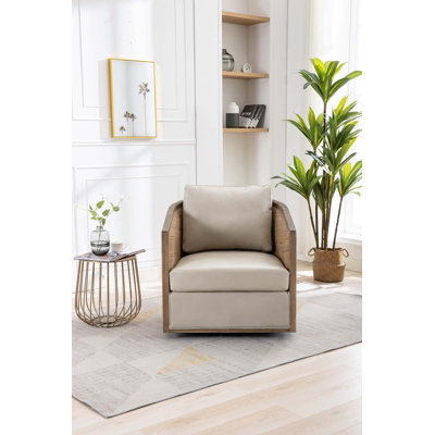 Fauteuil demi-tonneau pivotant, fauteuil d'appoint rond et confortable pour le salon