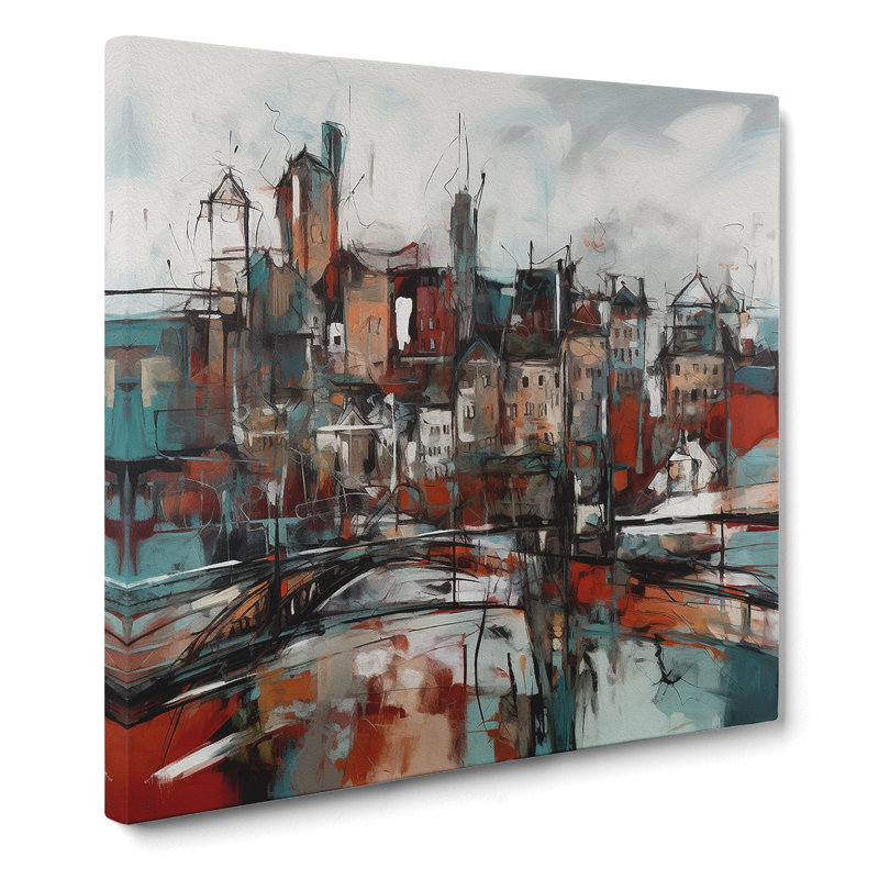 City Of Belfast Abstract Expressionism No.3 - Wrapped Canvas - Framed Print, 35cm H x 35cm W x 3cm D