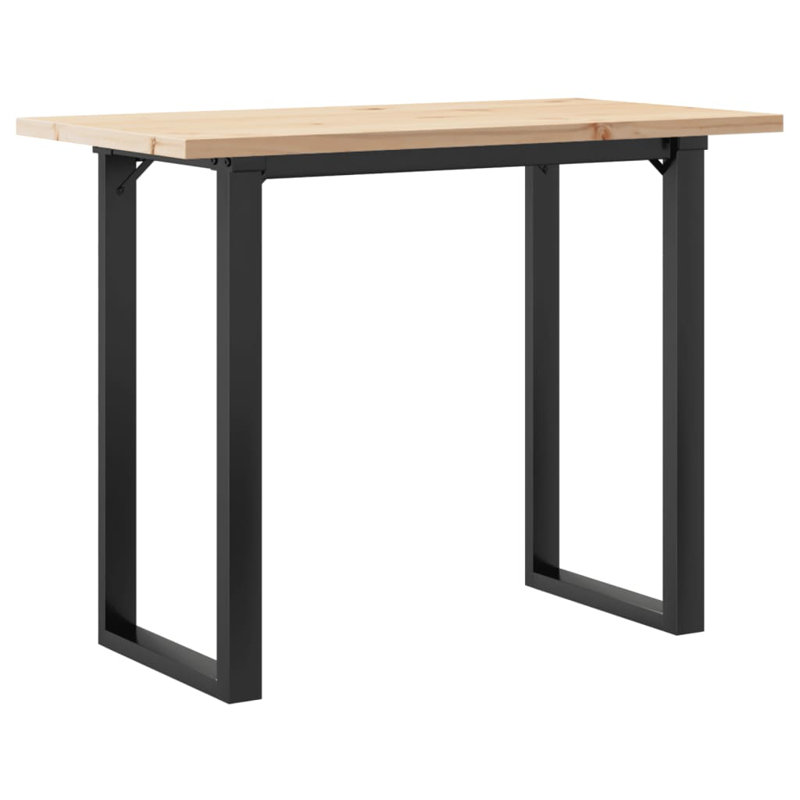  Dining Table O-Frame 39.4"X19.7"X29.7" Solid Wood Pine And Steel, 29.7"H x 39.4"L x 39.4"W