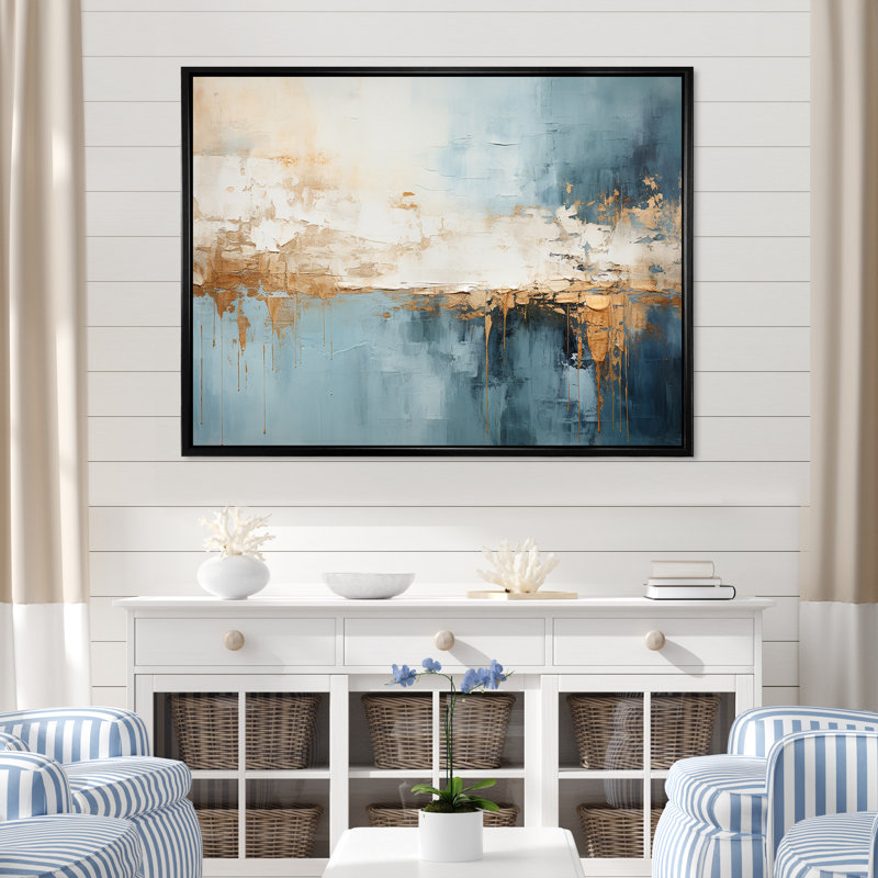 Elettra - Plage et océan, impressions sur toile, Cadre flottant noir, H 16 po x l 32 po x P 1 po