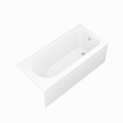 58.8"x27.56" Rectangle Acrylic Alcove / Tile In Soaking Bathtub Matte White With Drain