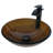 Novatto 16.5'' Clear And Brown Glass Circular Bathroom Sink with Faucet