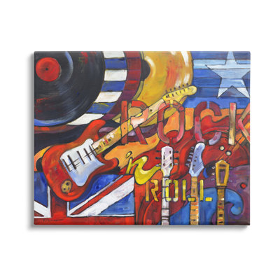 Rock 'N Roll Music Tribute by Paul Brent - Wrapped Canvas Painting -  Latitude Run®, 7B7D429F104F47DFB9B84CE6FF4C801E