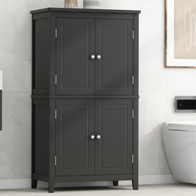 Elegant Bathroom Floor Storage Cabinet Bathroom Storage Unit, Freestanding Cabinet with 4 Doors by Lark Manor