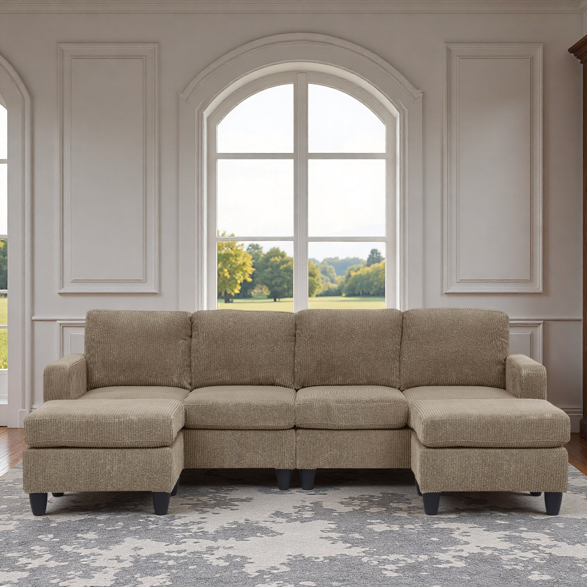 Ebern Designs Modular Corduroy Sectional Sofa With Ottoman - Wayfair Canada