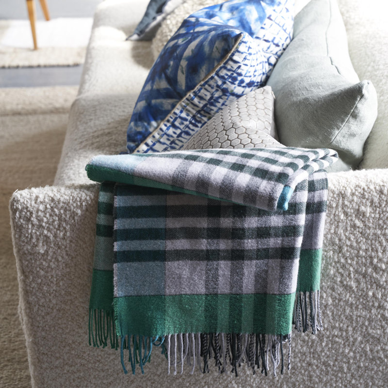 Bankura Emerald Throw, Gray Checkered