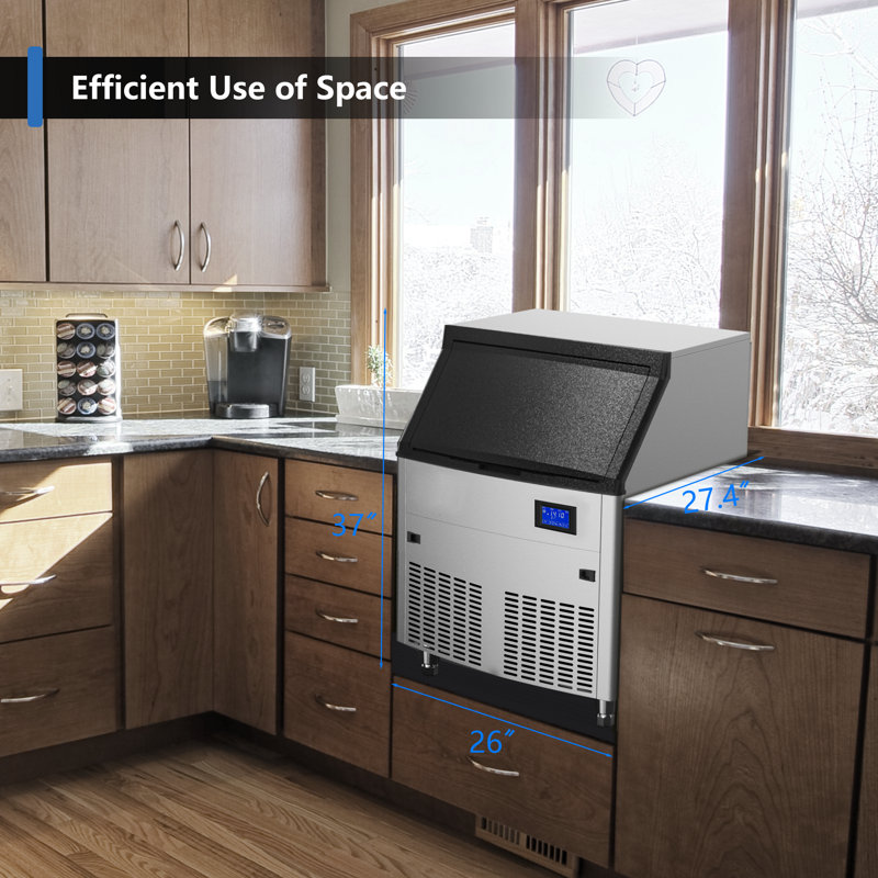 Coolake Stainless Steel Commercial Undercounter Ice Maker with LCD Display