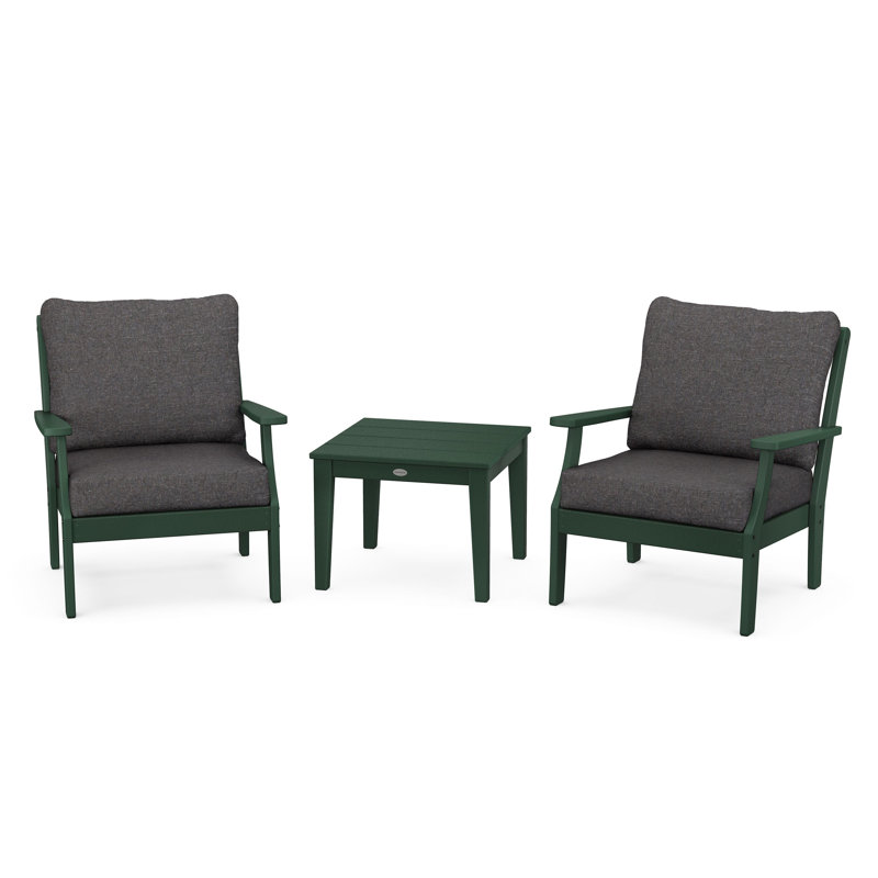 Braxton 3-Piece Deep Seating Set, Teak, Ash Charcoal