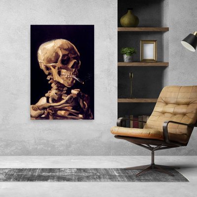 Head Of A Skeleton With Burning Cigarette, C. 1885-1886 Classic Colorful Retro Wall Art Print by Vincent Van Gogh - Wrapped Canvas Print