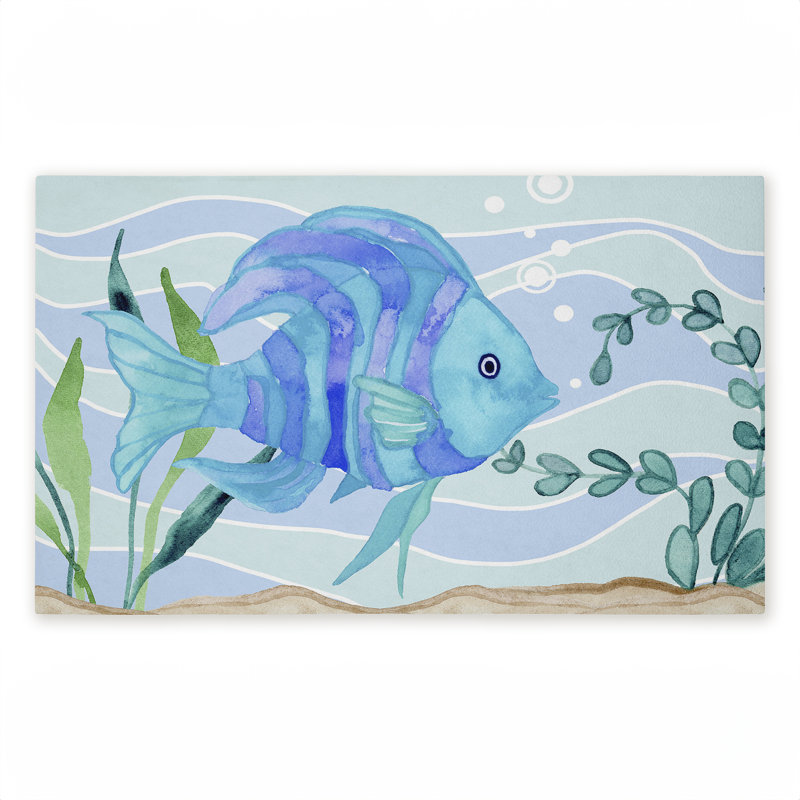 Tapis pour porte sous-marine Fun Blue Fish, Poisson bleu amusant sous l'eau