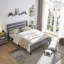 Lit plateforme avec tête de lit et pied de lit en bois Marquisha, avec rangement sous le lit-272310429-272310431
