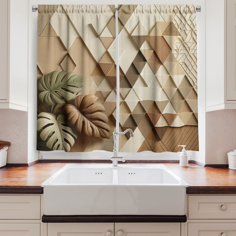 Geometric Kitchen Curtain, 55" W x 36" L