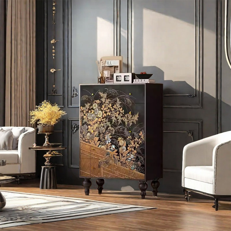 Elegant Walnut Cabinet with Stylish Round Handles