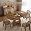 Table de salle à manger extensible ronde ovale pour 4-6 personnes avec tablette de rangement-1210014697