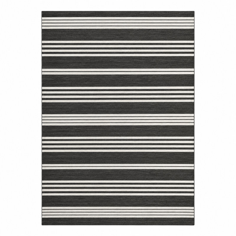 Rectangle Striped Area Rug, Black and White, 160*230cm