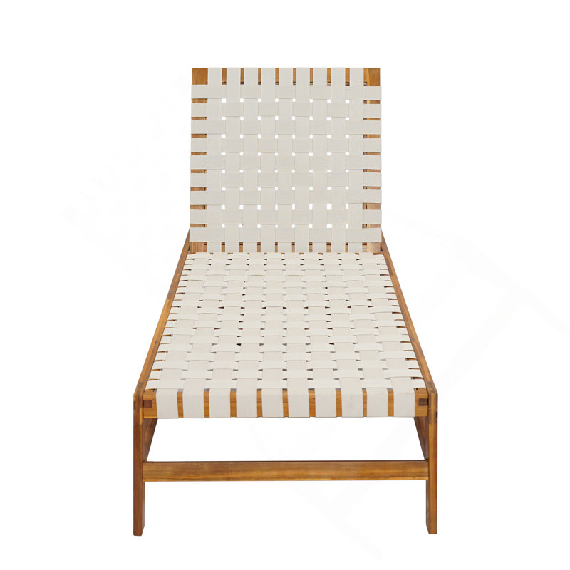 Chaise longue d'extérieur en corde, Teck / beige