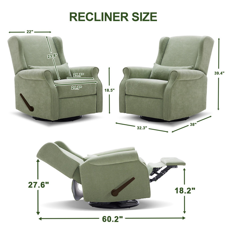 Fauteuil inclinable, oscillant et pivotant, Vert