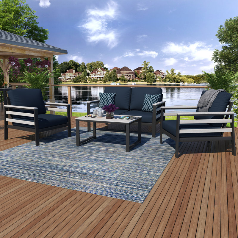 Ensemble de conversation avec canapé 5 pièces Townsend, Toile bleu marine Sunbrella®