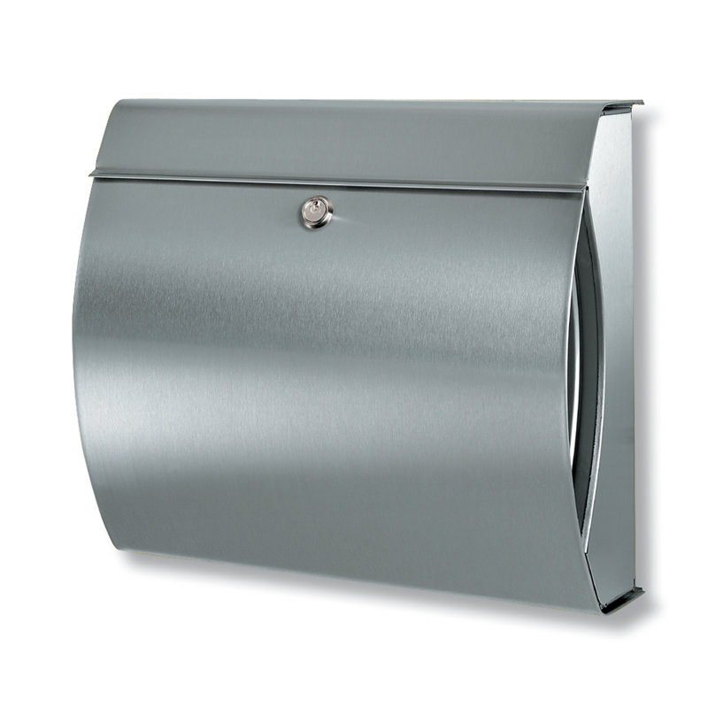 Verona Stainless Steel Wall Mounted Lockable Weatherproof Post Box & Intergrated Newspaper Holder