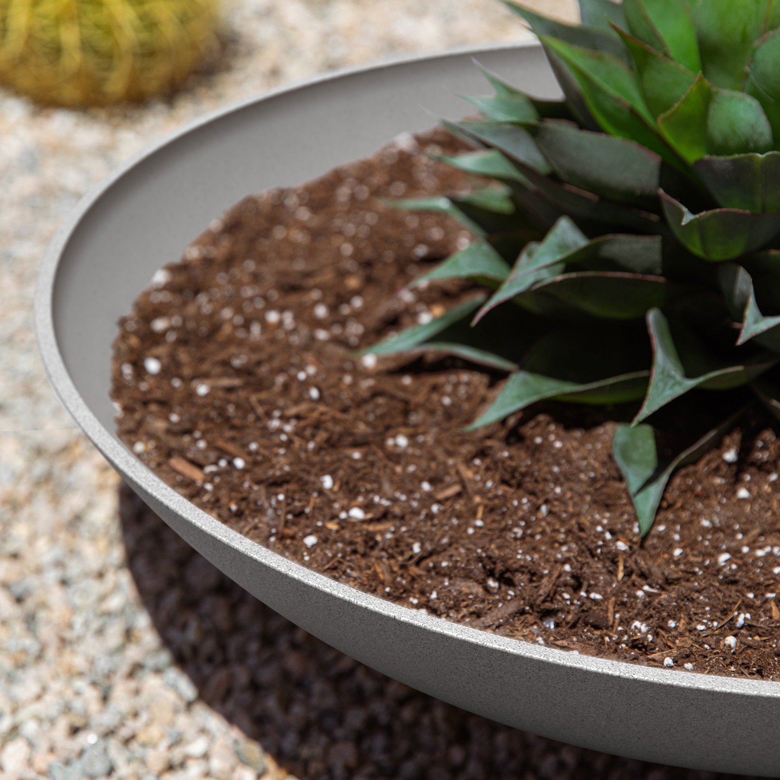 Pure Series Lane Weather Resistant Bowl Planter , Charcoal, 6" H x 24" W x 24" D, Set of 1