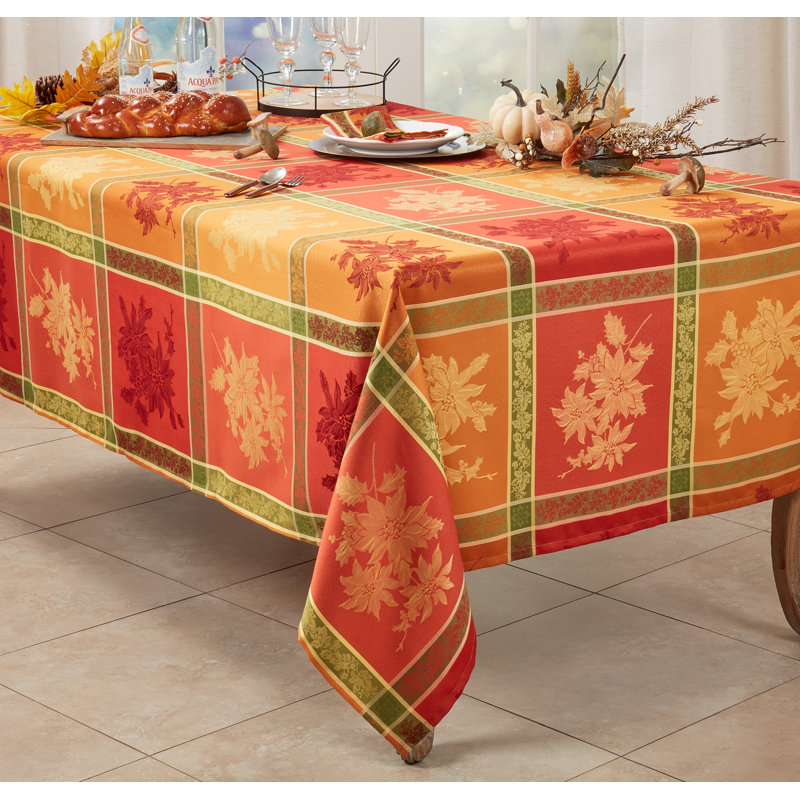 Nappe luxueuse en jacquard avec motif de feuilles d'automne complexes, 120 po x 65 po